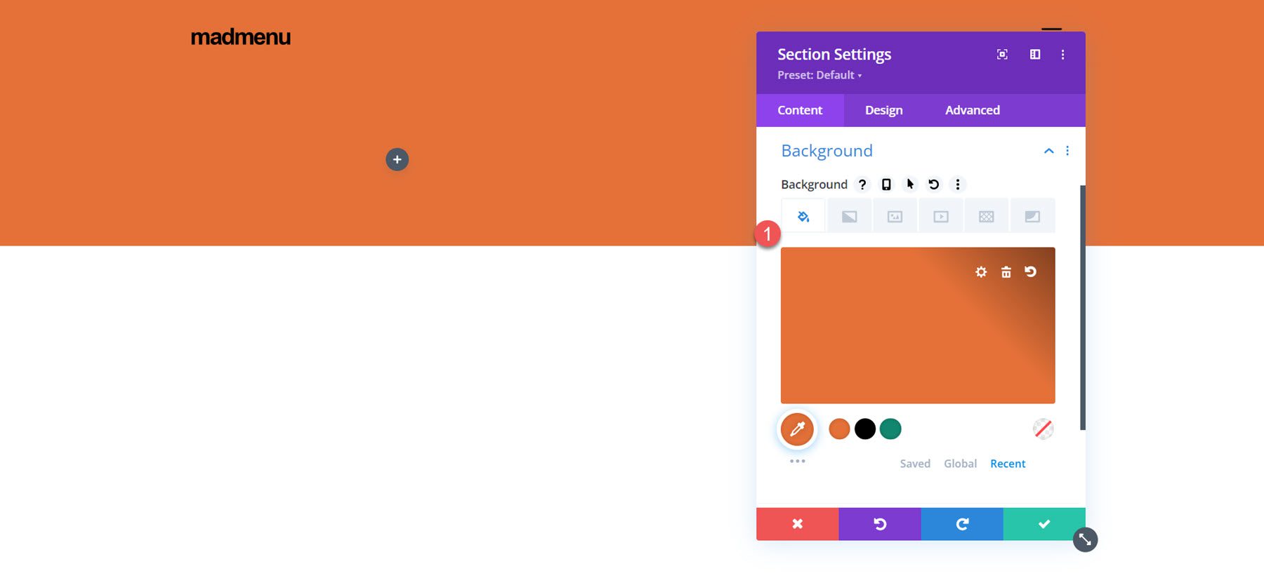 Divi MadMenu Tutorial Section Background Color
