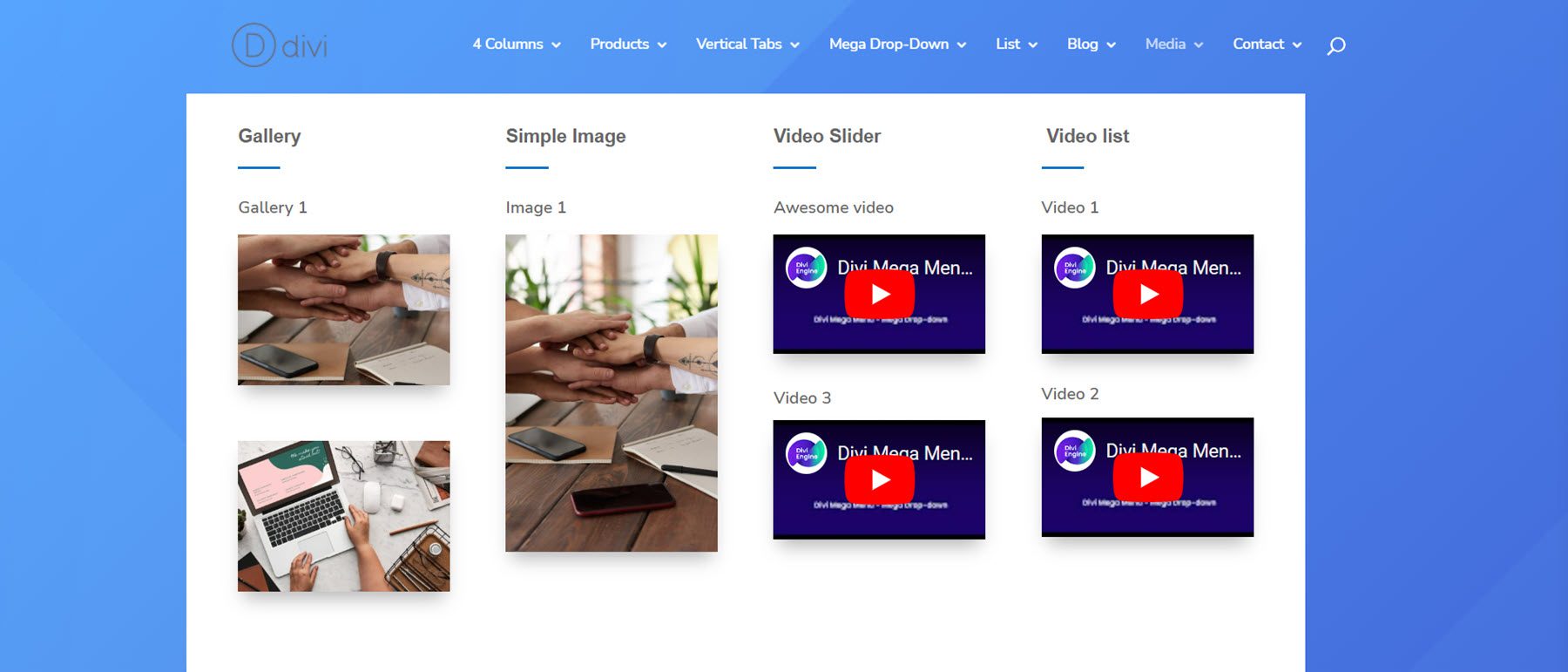 Divi Mega Menu Business Layout Example