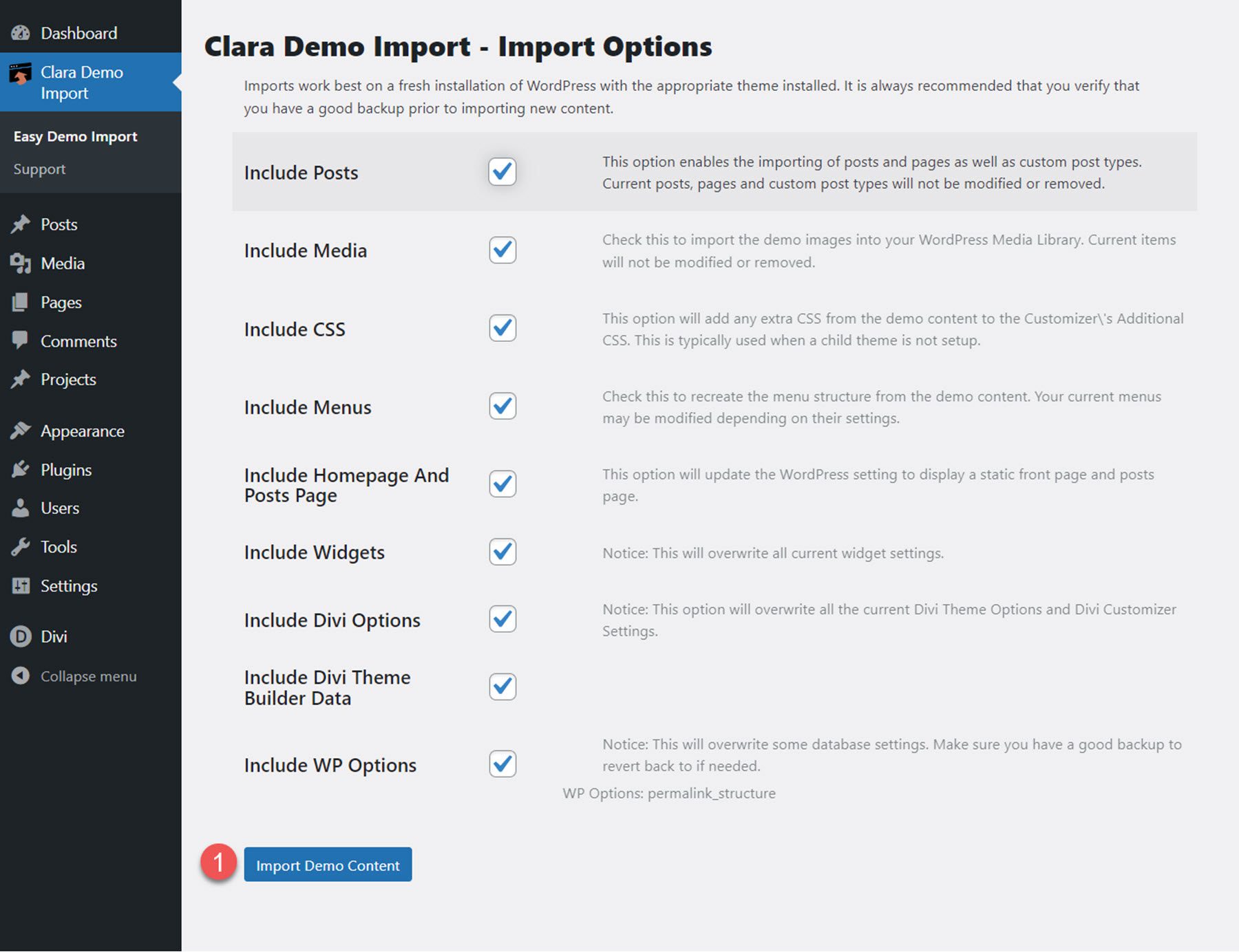 Clara Divi Child Theme Install 4