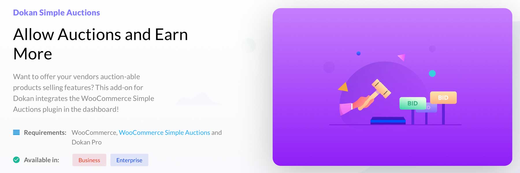 Dokan Simple Auctions plugin