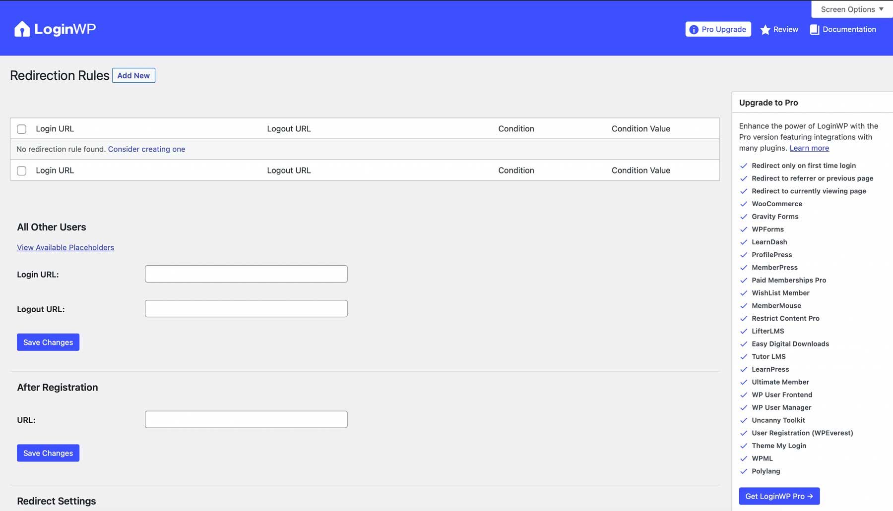 LoginWP plugin settings