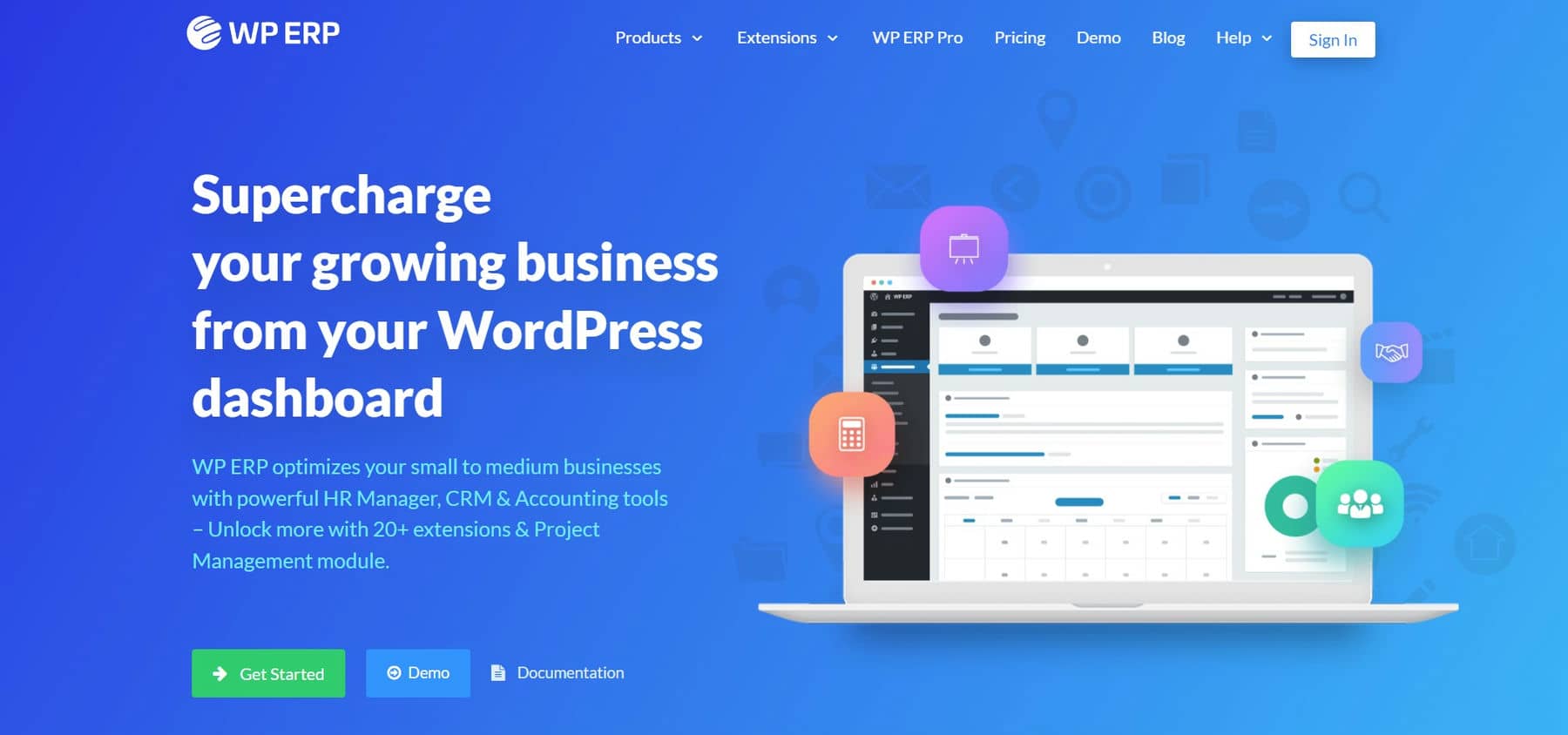 WP ERP CRM Business Platform Homepage Feb 2023