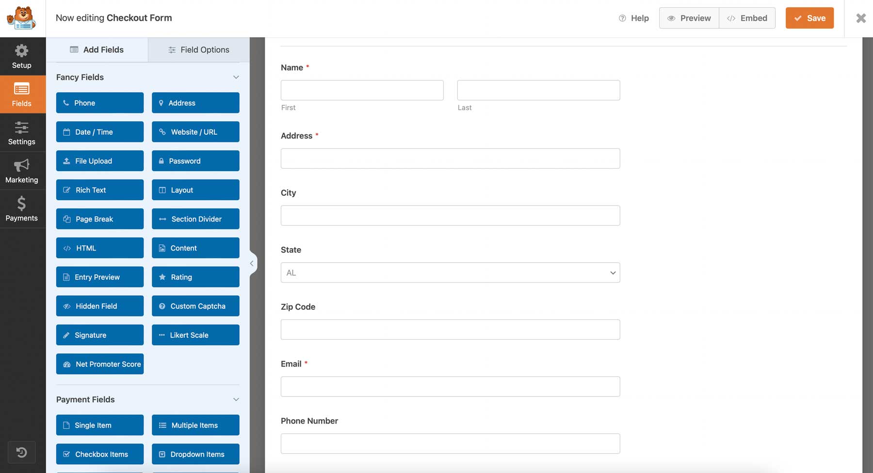 WP Forms additional fields