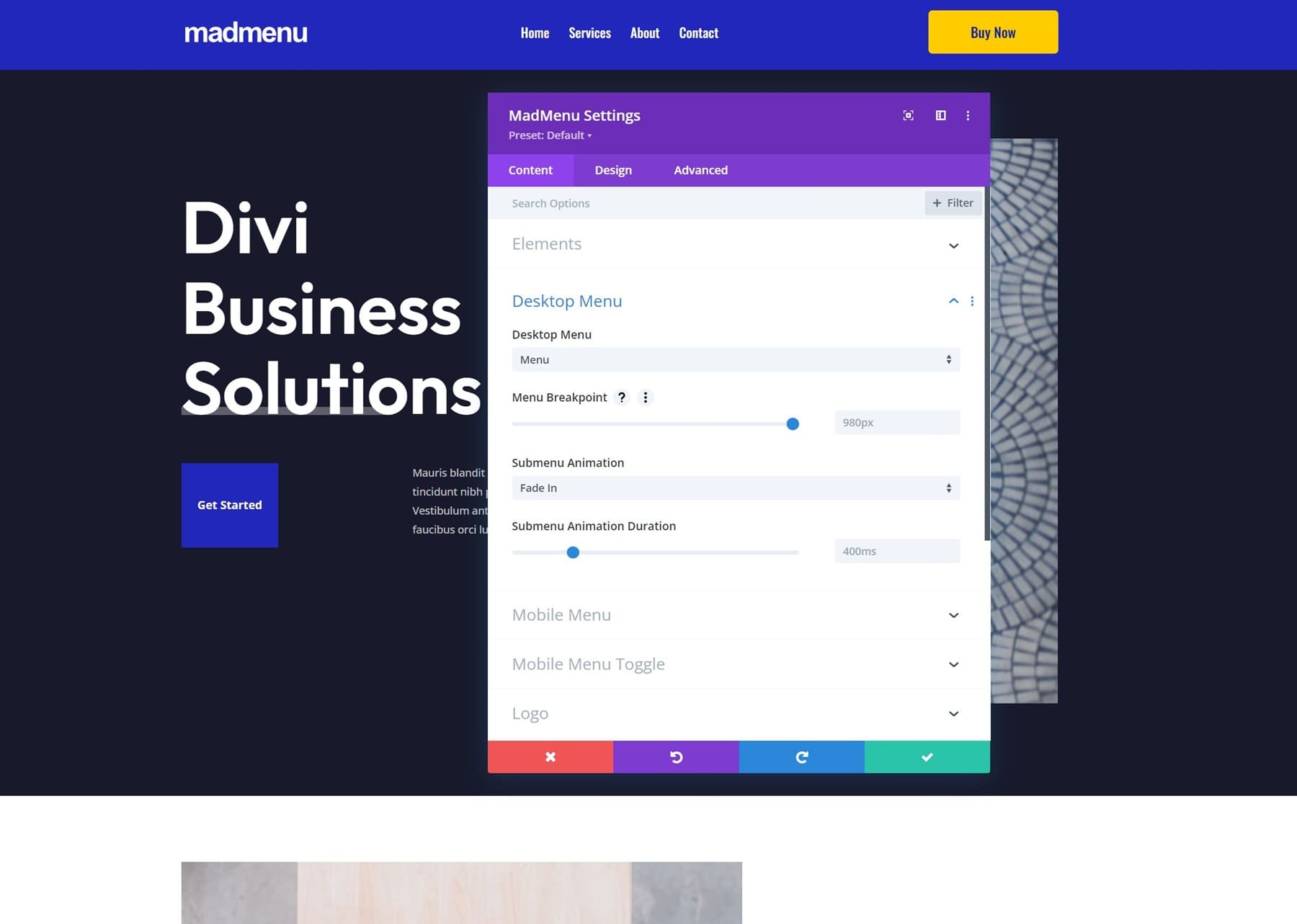Divi MadMenu