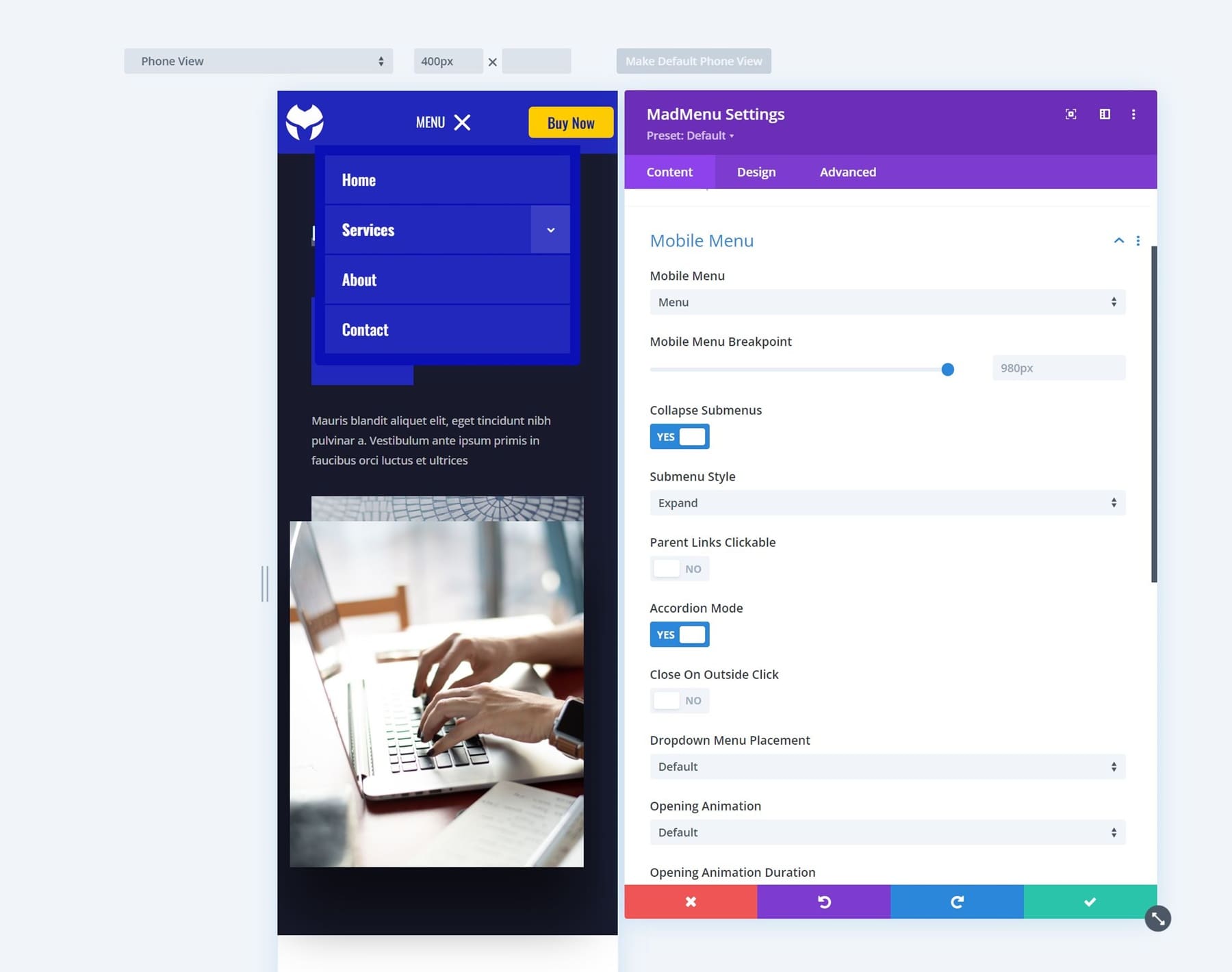 Divi MadMenu