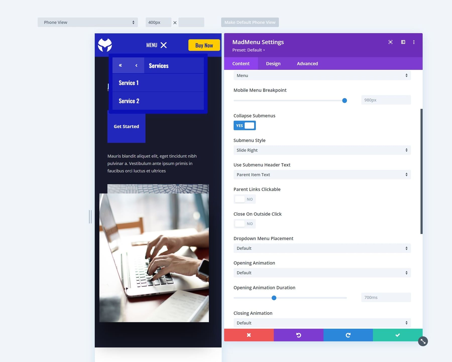 Divi MadMenu