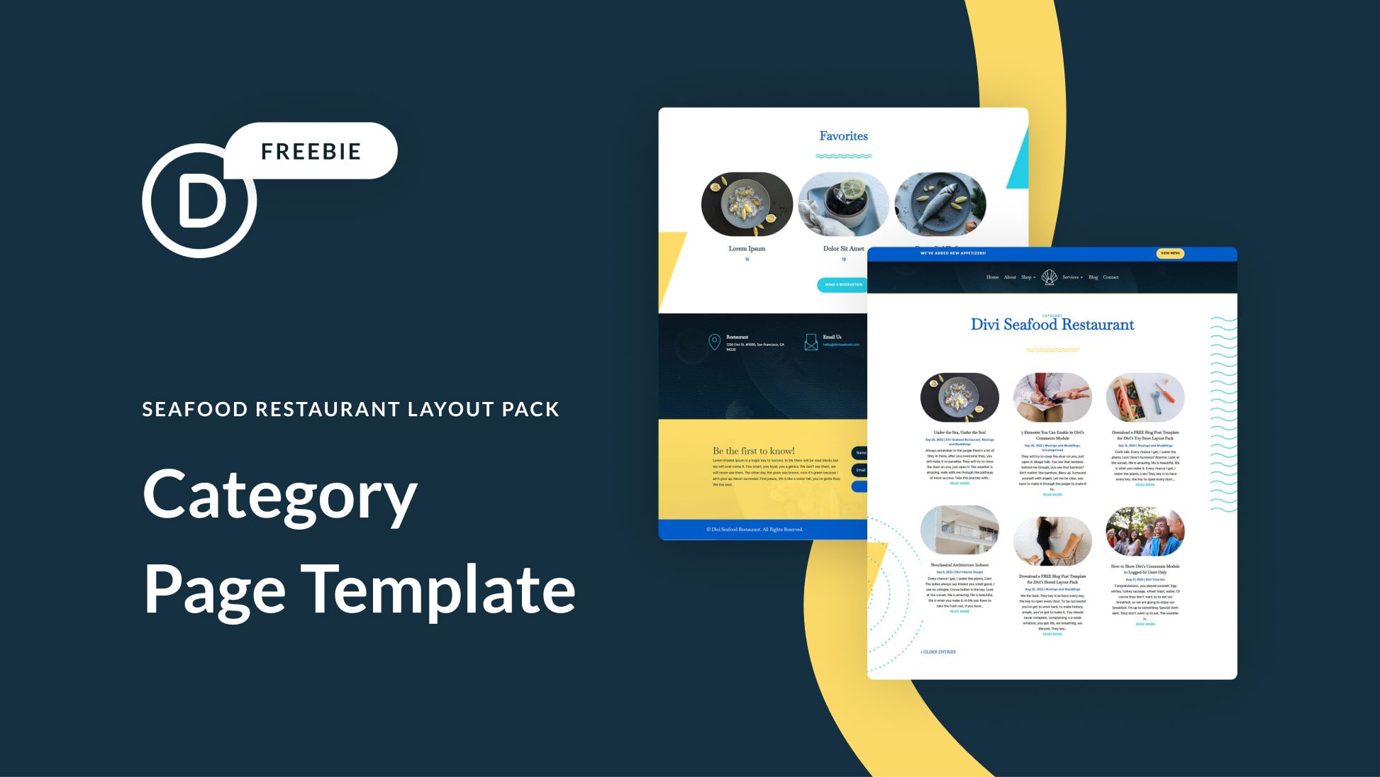 Download a FREE Category Page Template for Divi’s Seafood Restaurant Layout Pack