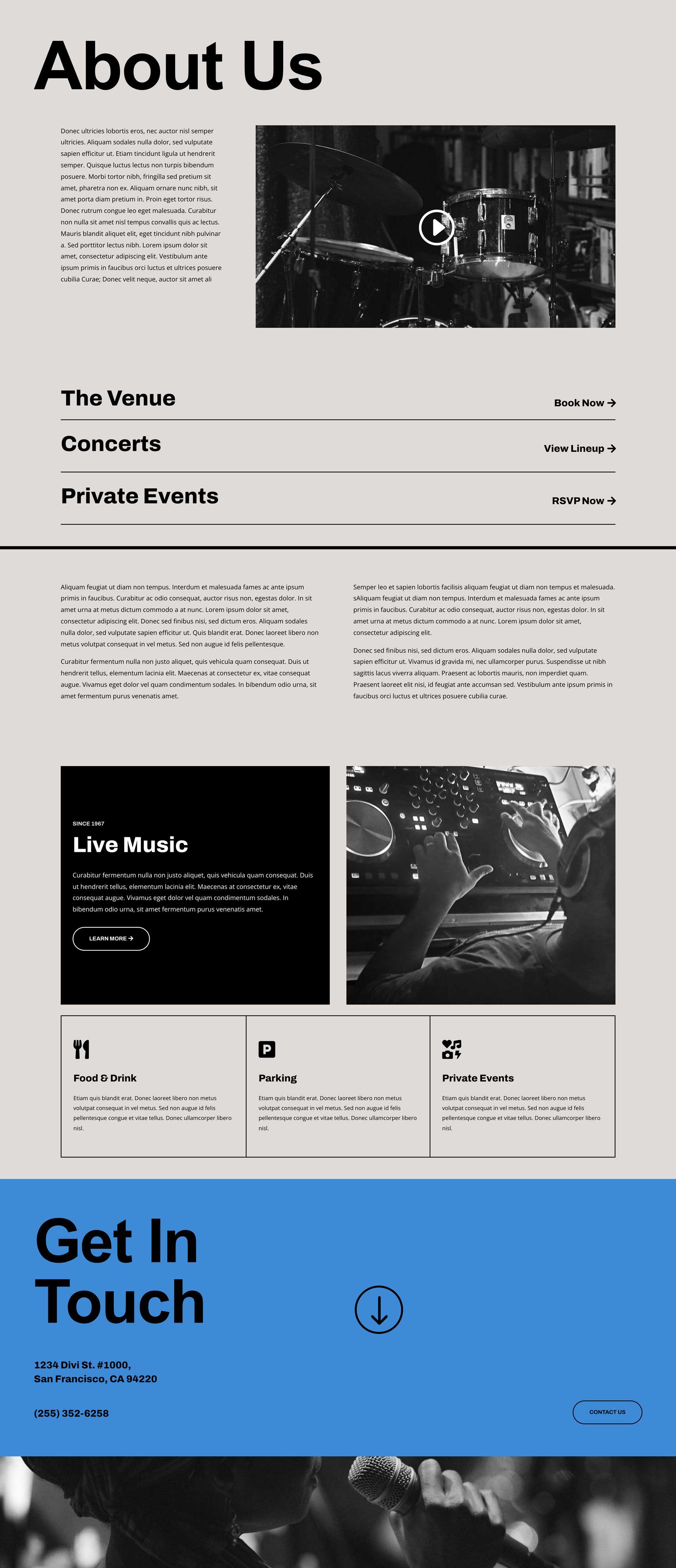 Music Venue Layout Pack for Divi