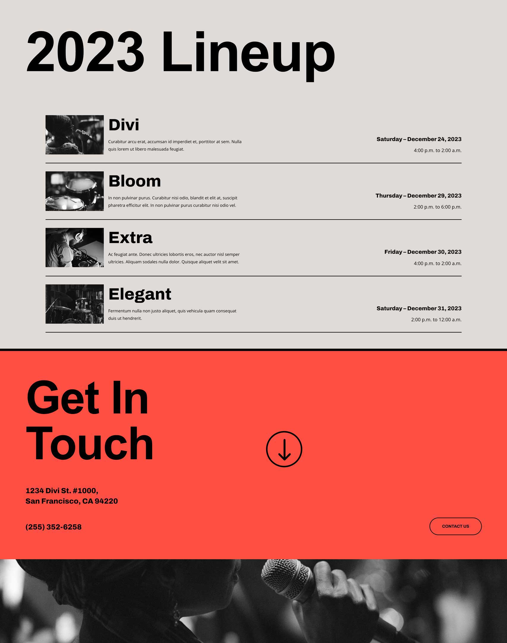 Music Venue Layout Pack for Divi