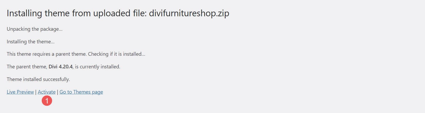 Installing Furniture Shop Divi WooCommerce Theme