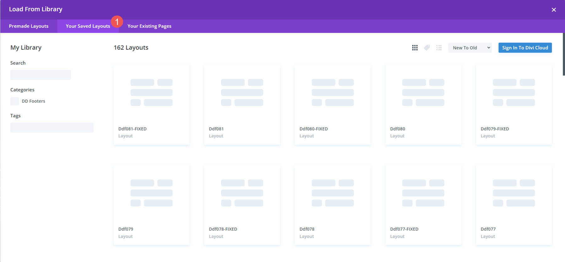 Uploading Divi Footers Pack Layouts