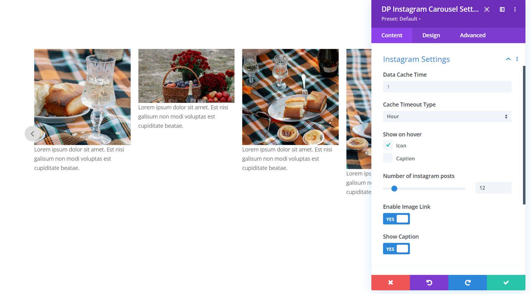 Divi Social Plus Instagram Carousel Instagram Settings