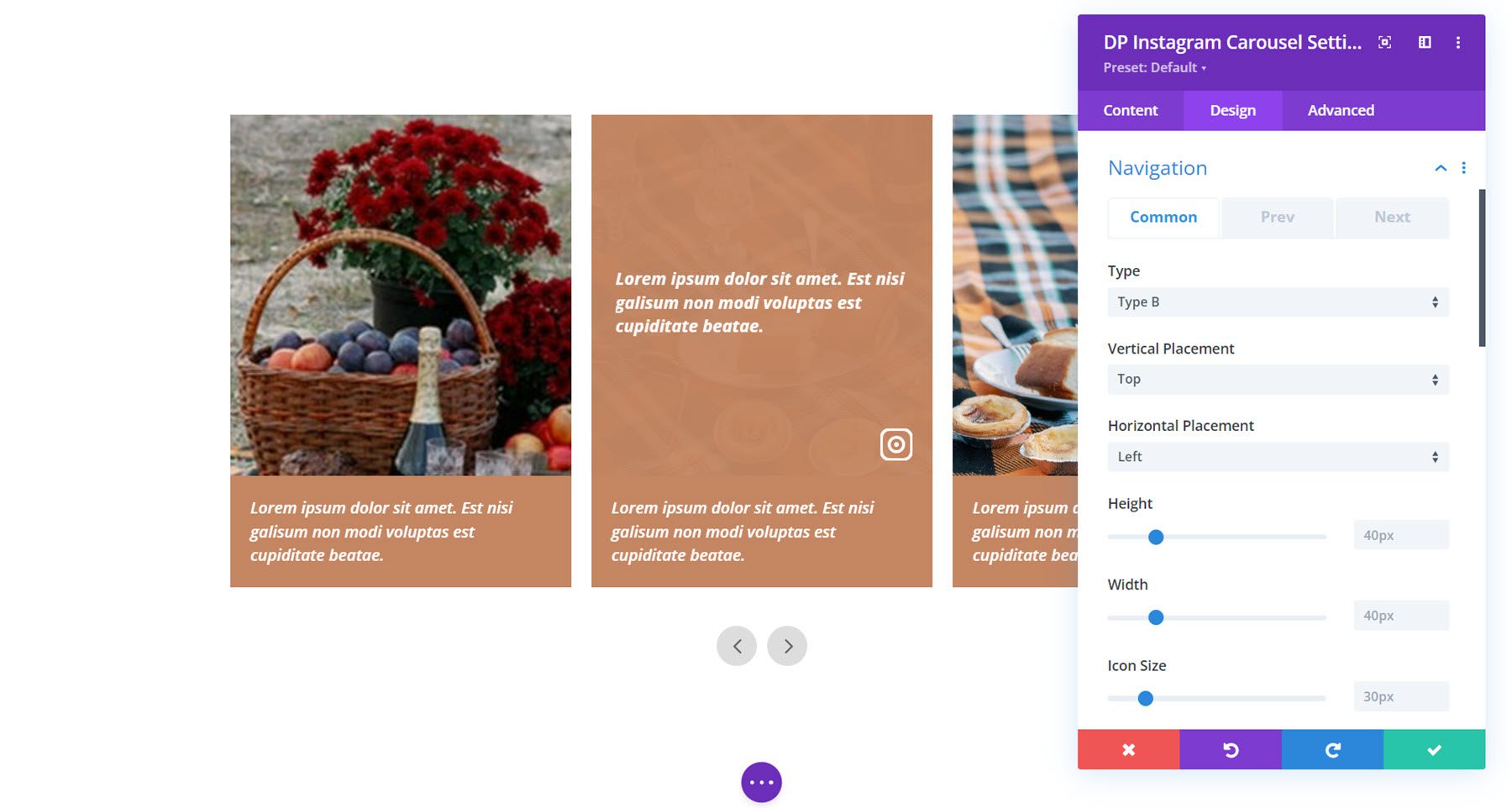 Divi Social Plus Instagram Carousel Navigation