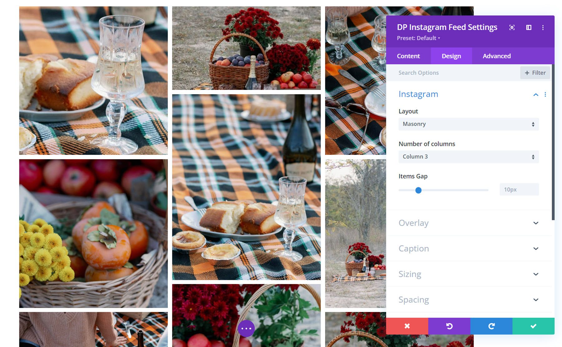 Divi Social Plus Instagram Feed Masonry Layout