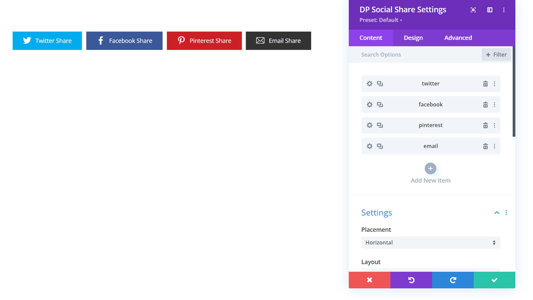 Divi Social Plus Social Share Settings