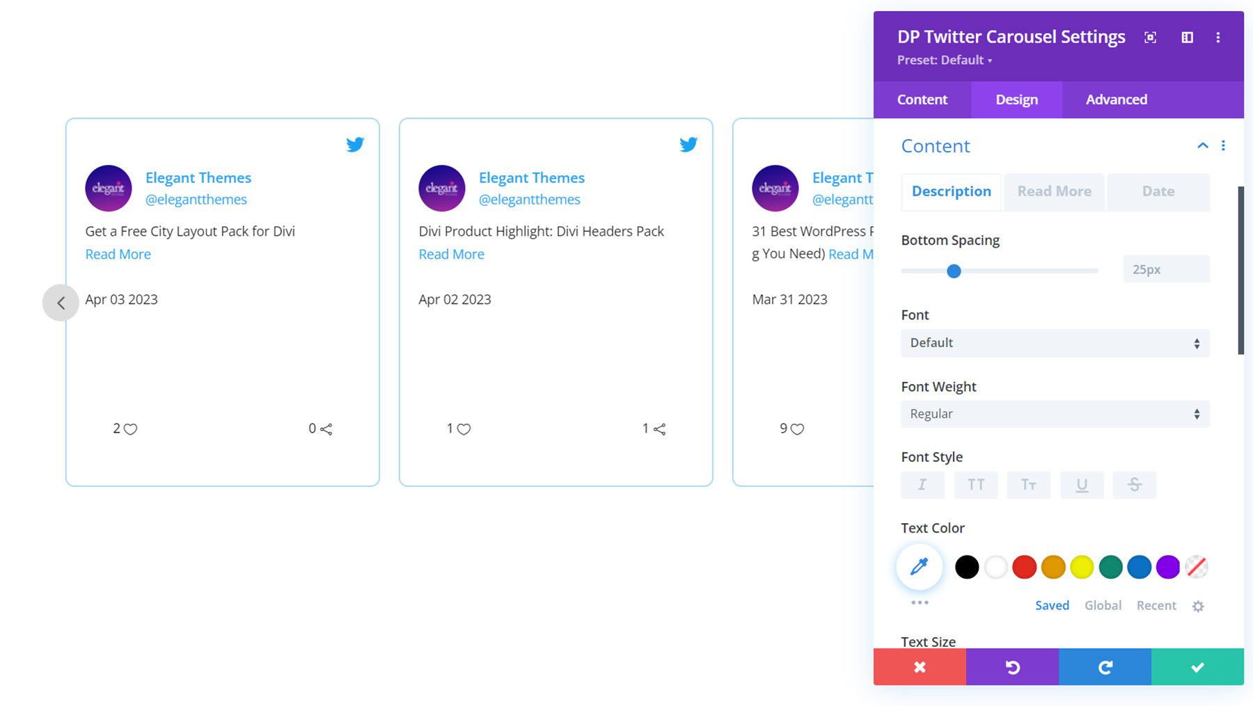 Divi Social Plus Twitter Carousel Content