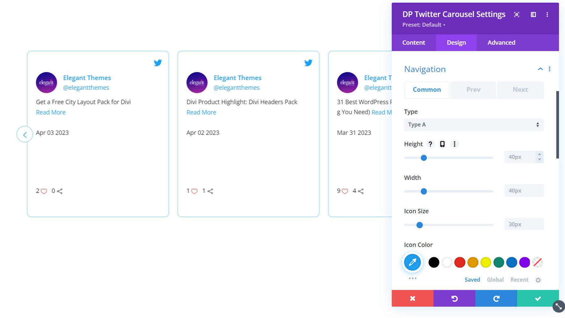 Divi Social Plus Twitter Carousel Navigation