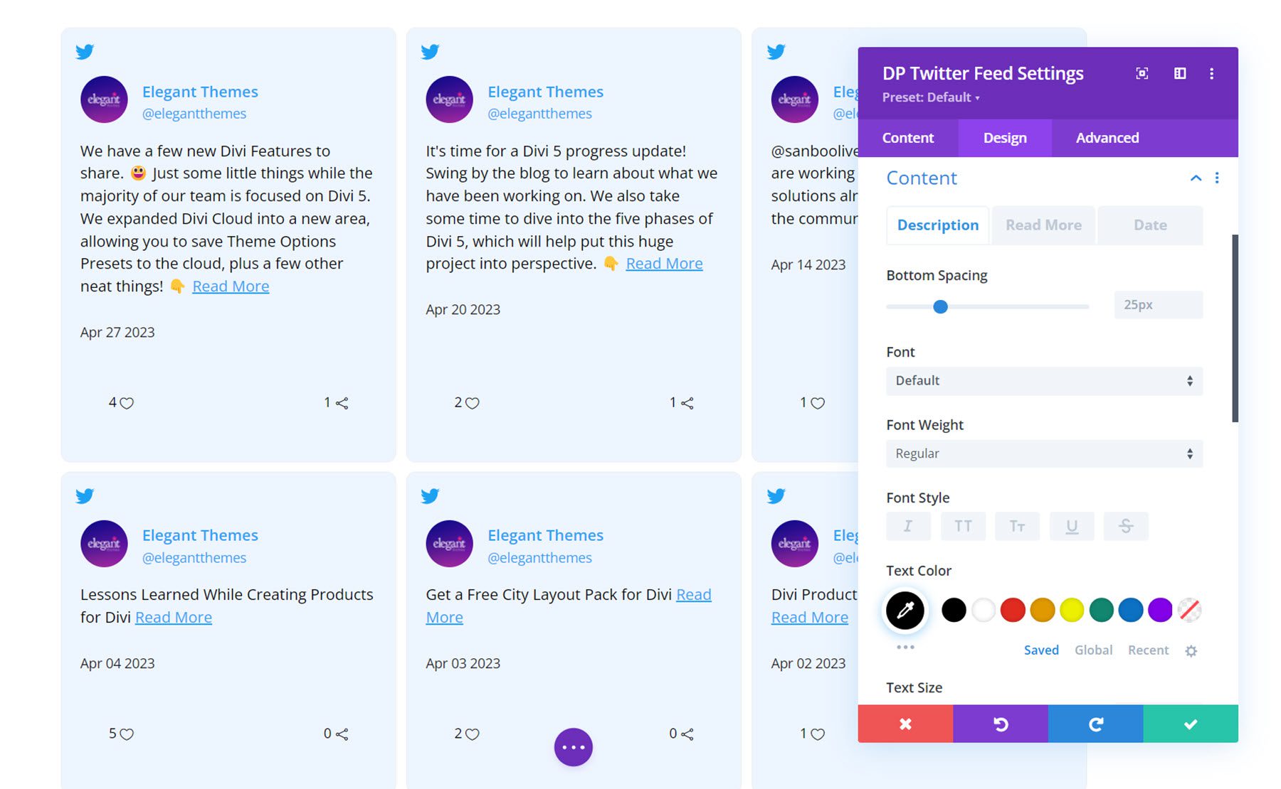 Divi Social Plus Twitter Feed Content