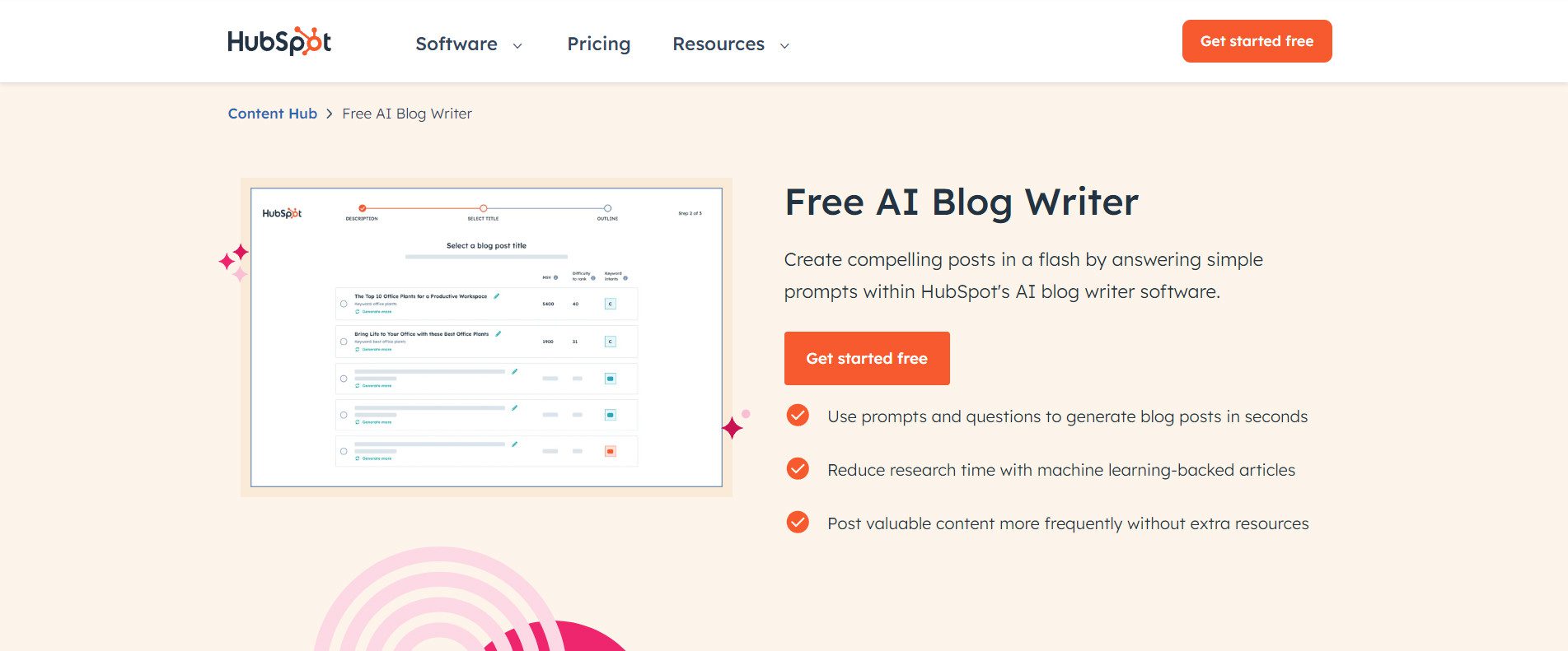 HubSpot AI Blog Writer - Landing Page - May 2024