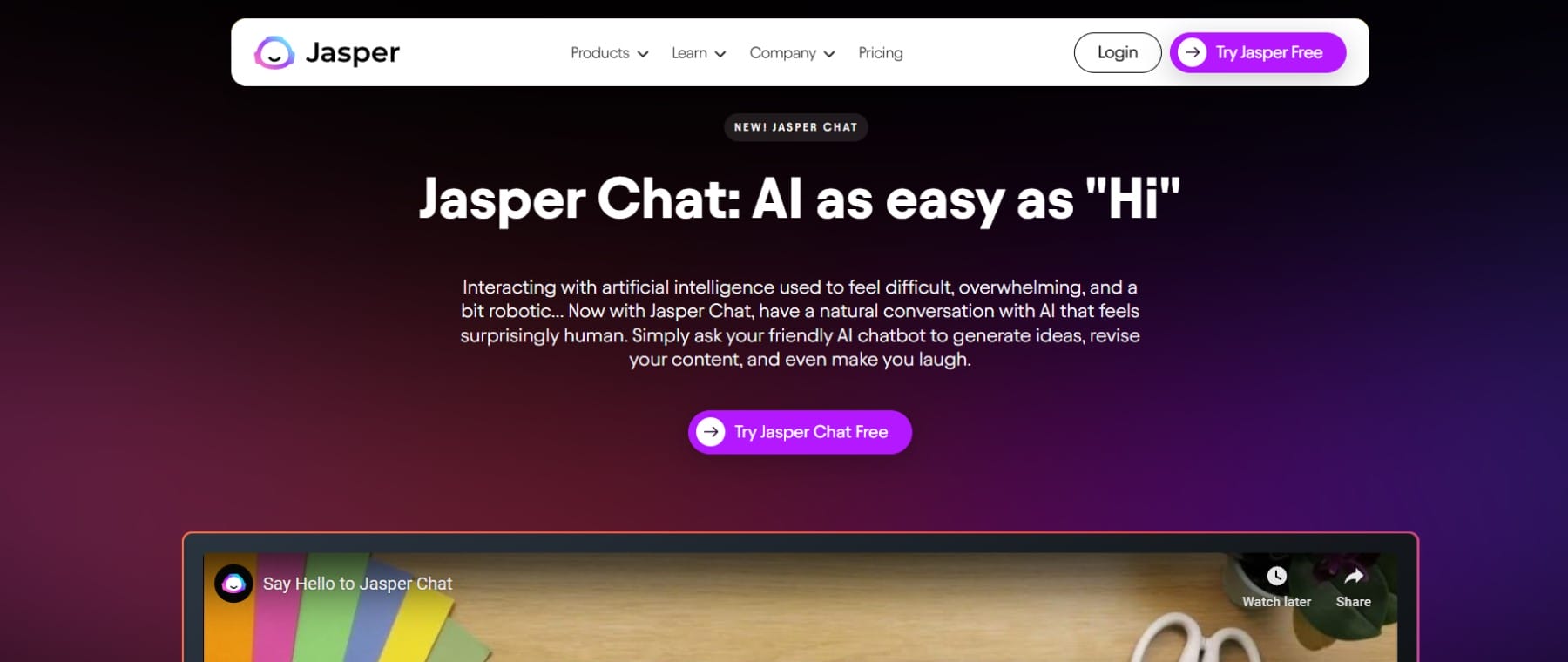 Jasper Chat - Landing Page May 2023
