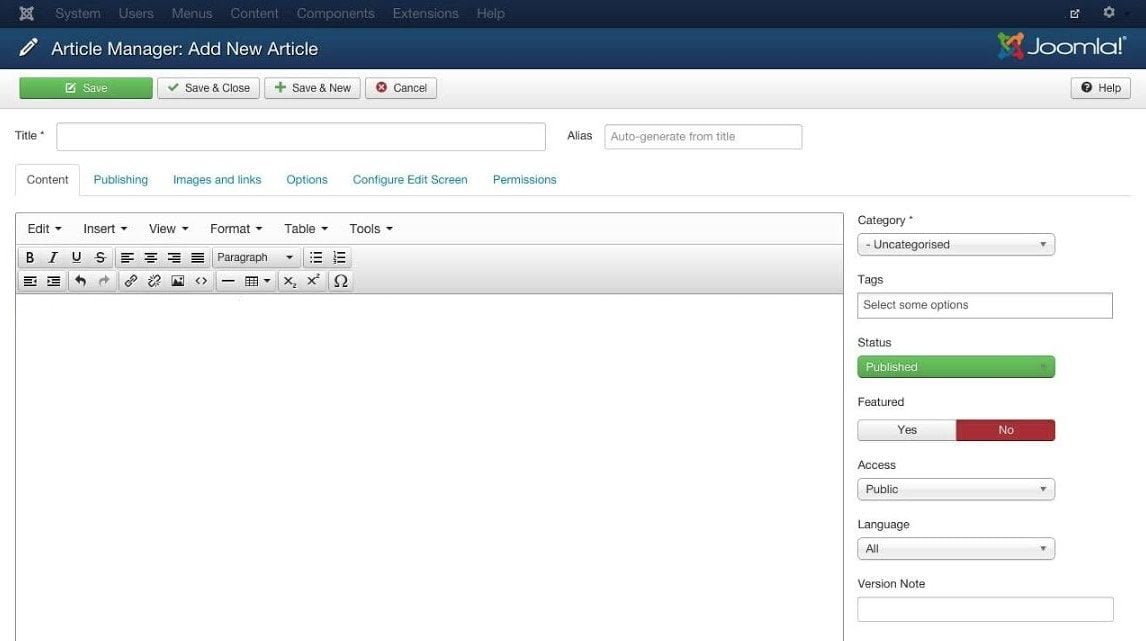 Joomla Add Article to CMS