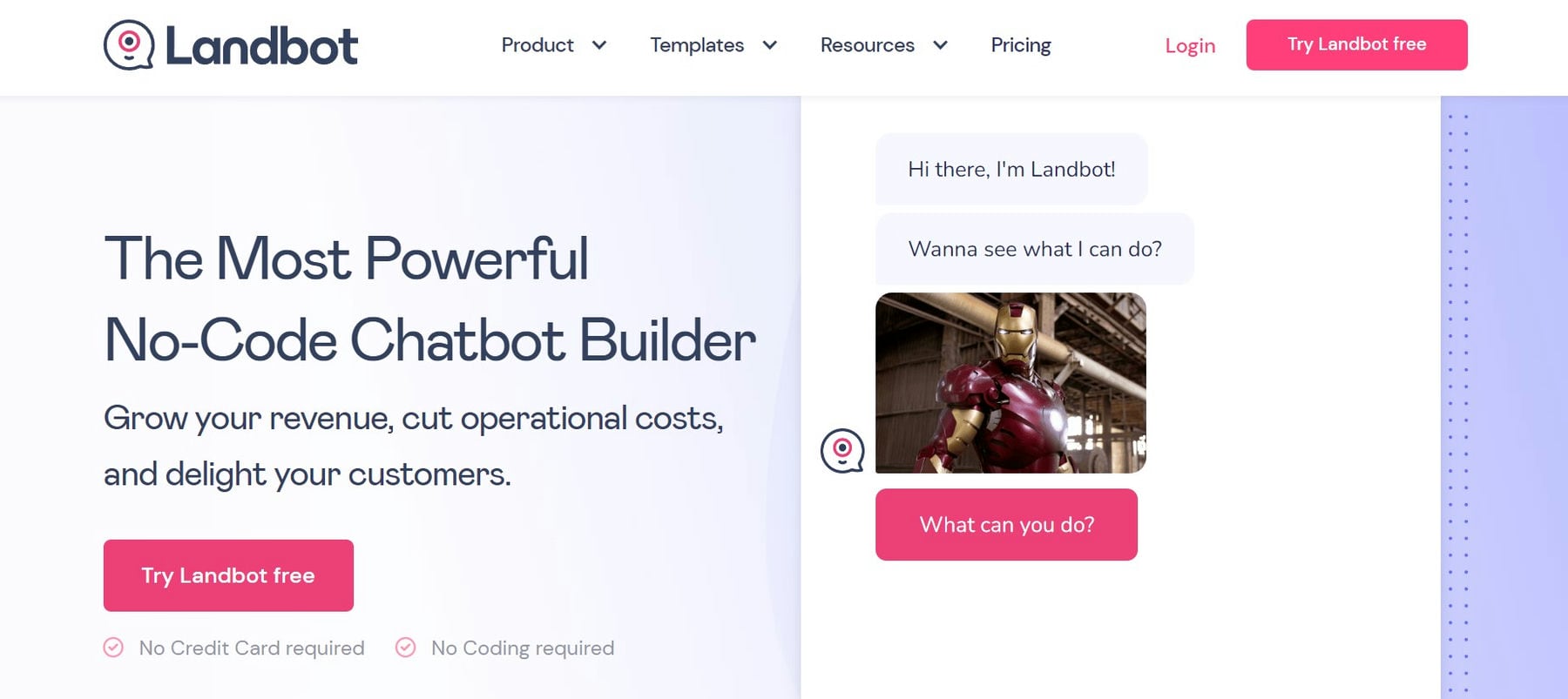 Landbot AI Chatbot Homepage