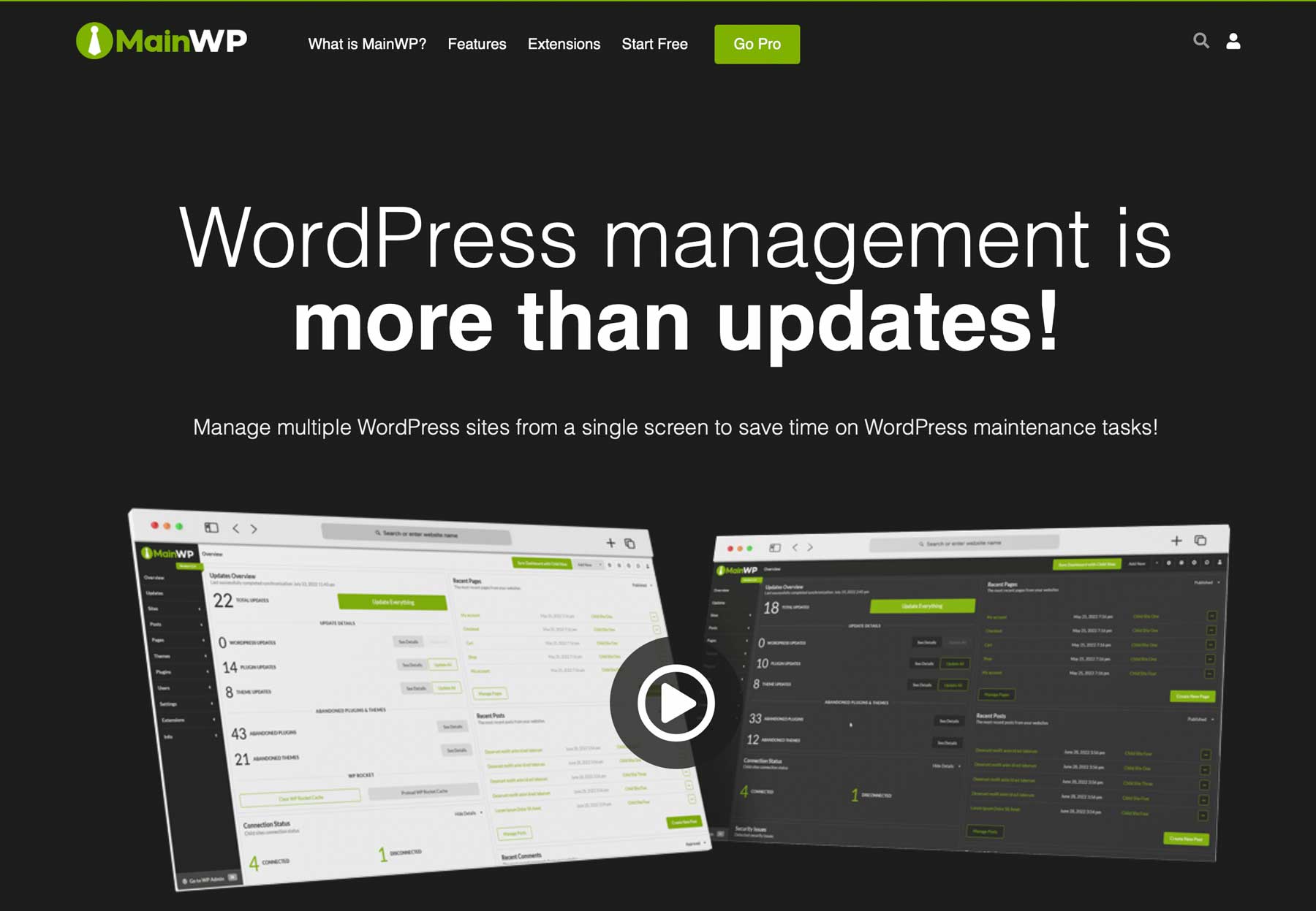 MainWP WordPress site management tools