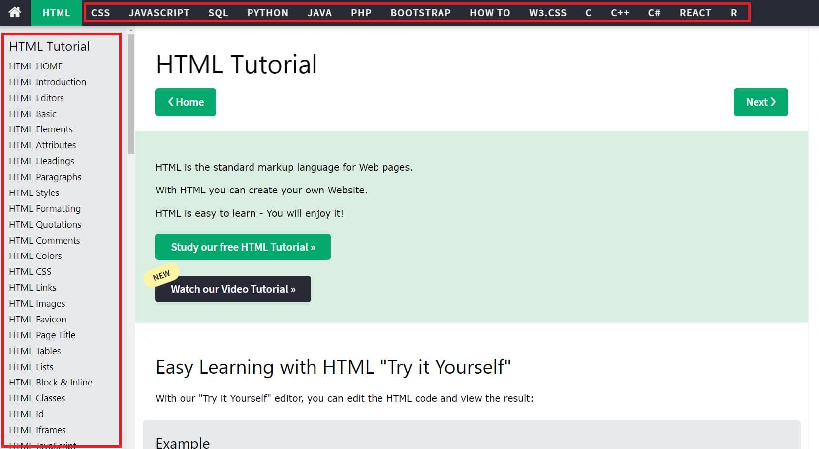 W3Schools to Learn HTML, CSS, and More
