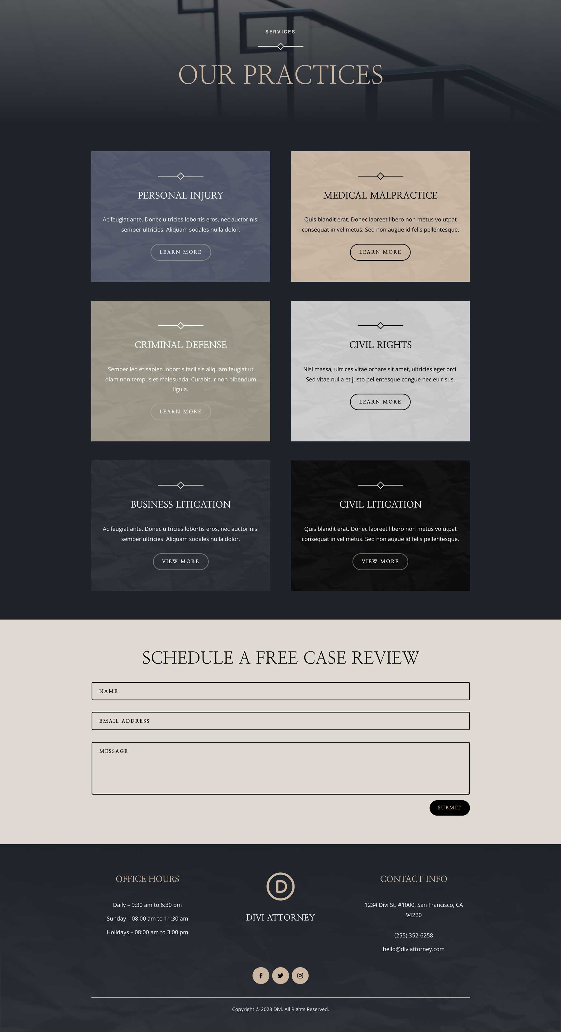 Attorney Layout Pack for Divi