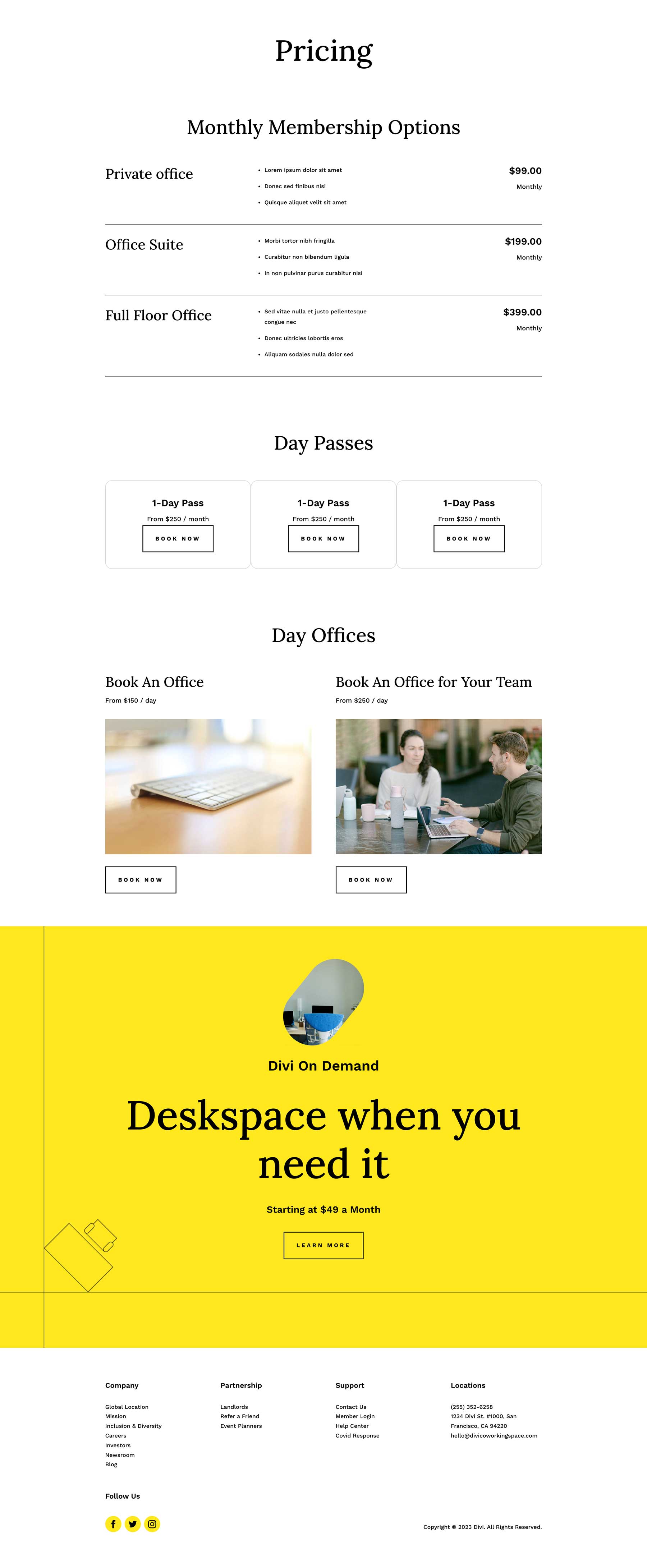 Coworking Layout Pack for Divi