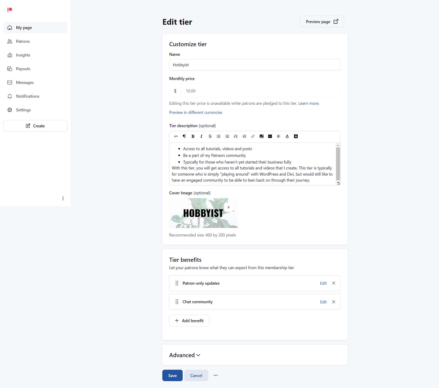 Easily create subscription and membership tiers with Patreon