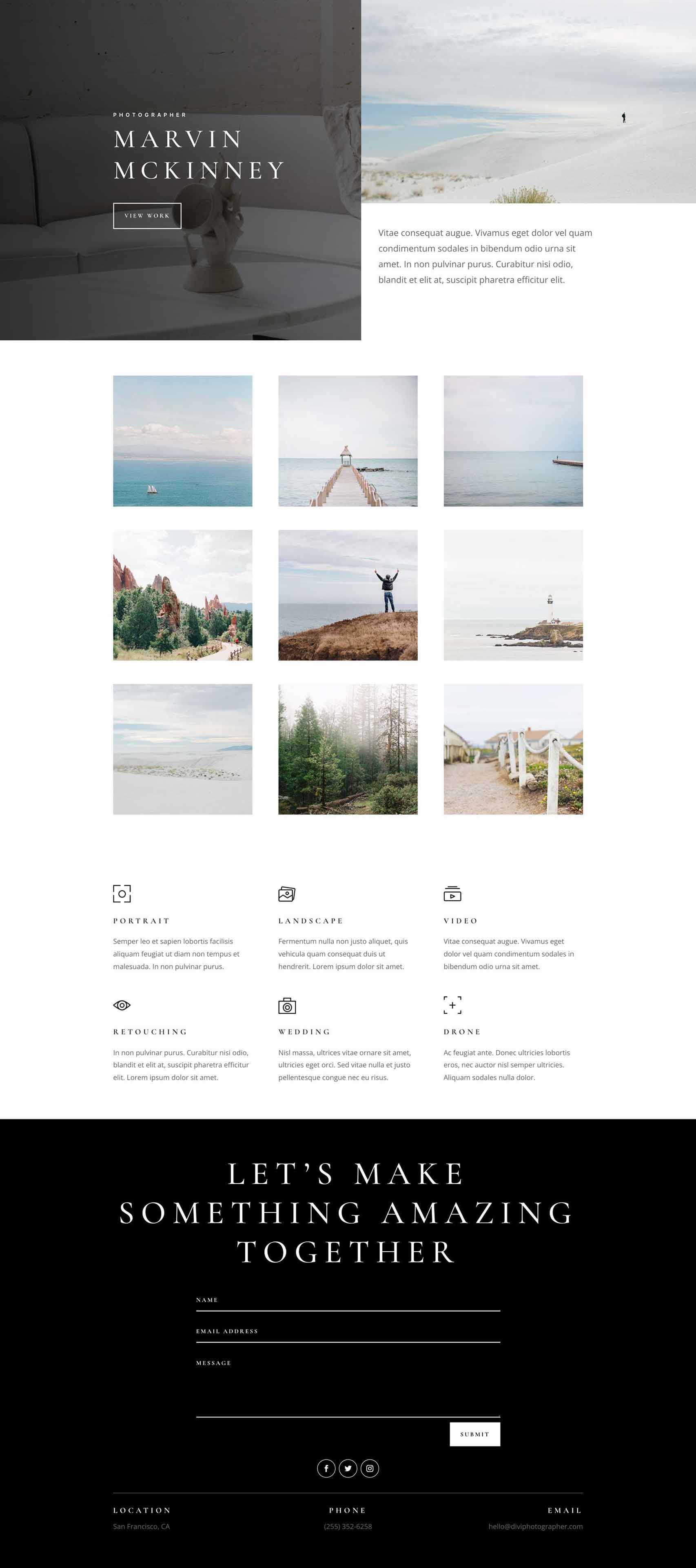 Photographer Layout Pack for Divi