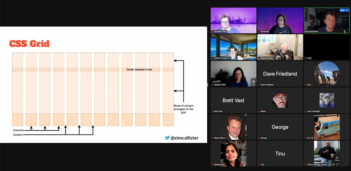 screenshot of several people attending the Divi Sacramento virtual meetup