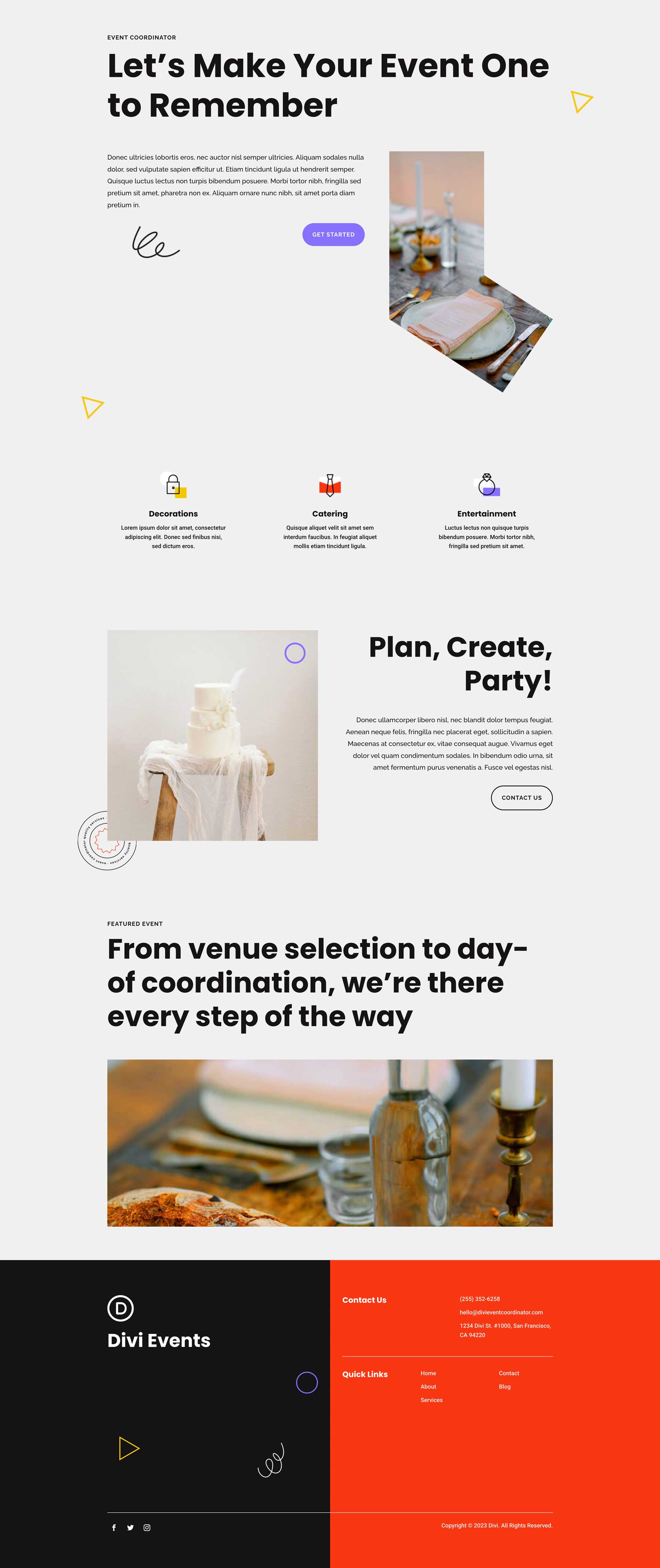 Event Coordinator Layout Pack for Divi