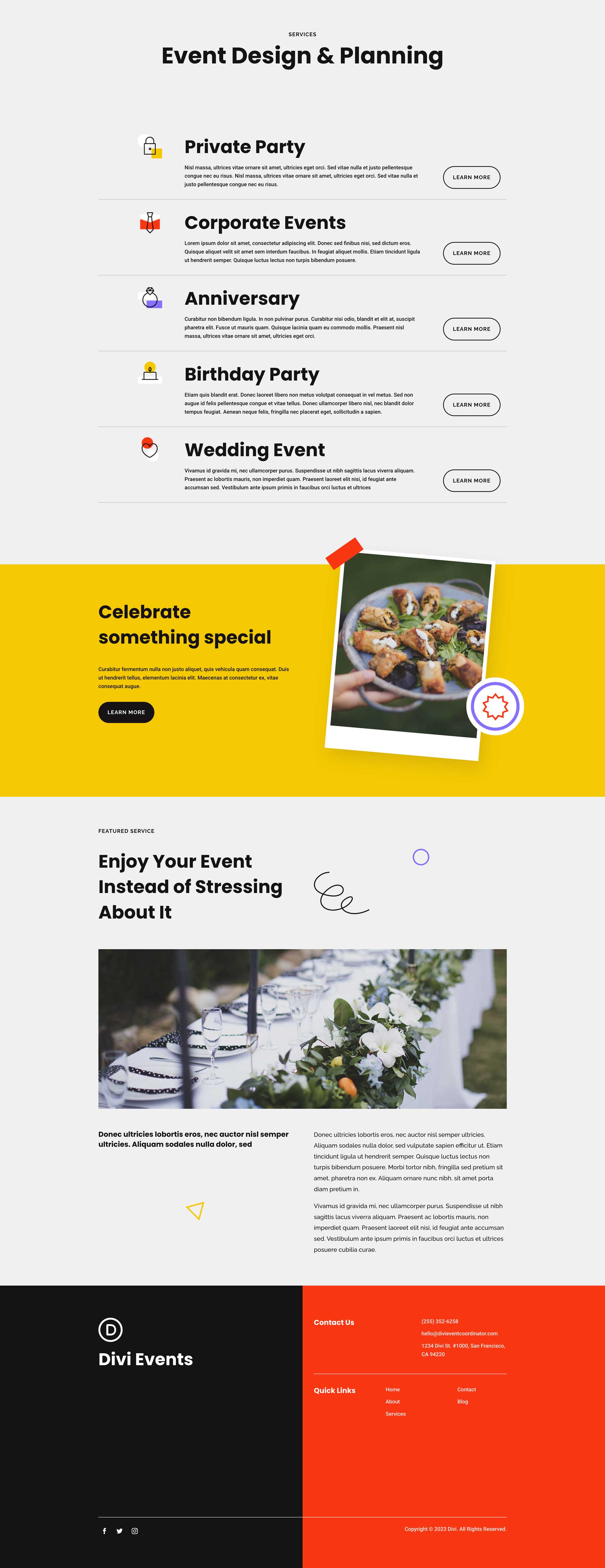 Event Coordinator Layout Pack for Divi