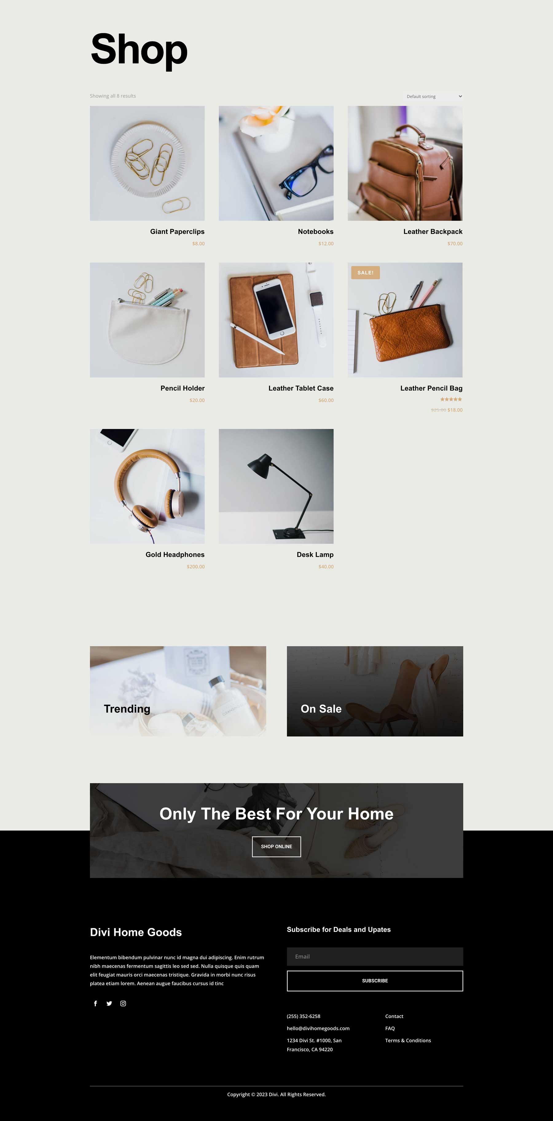 Home Goods Layout Pack for Divi