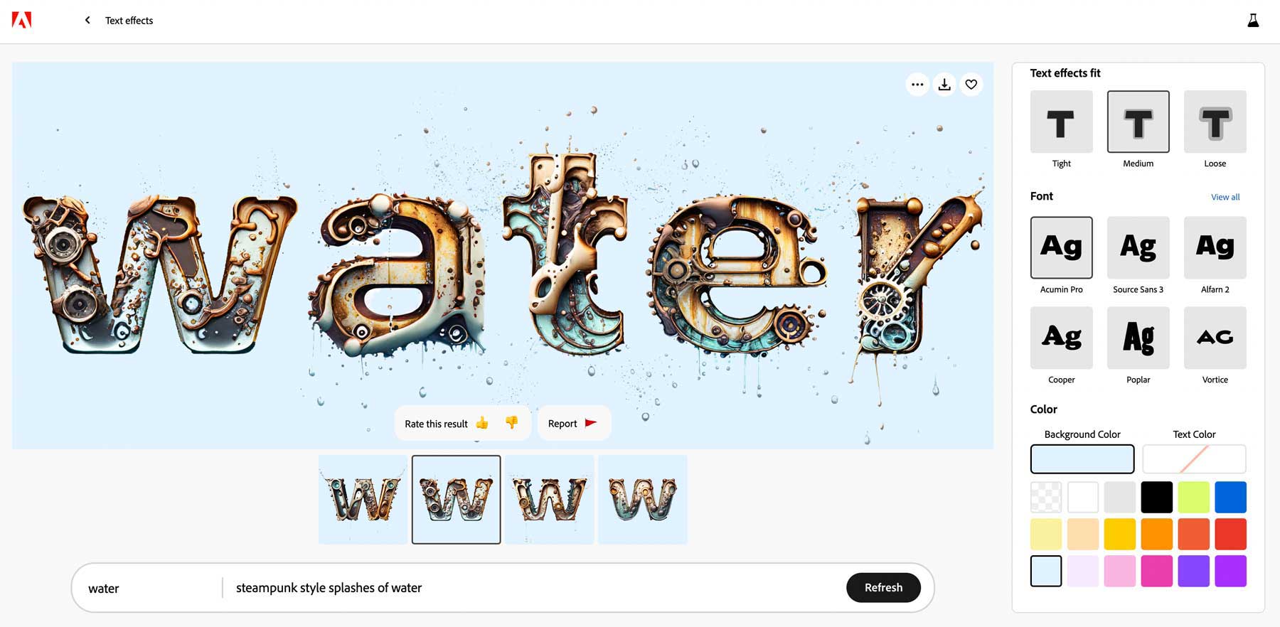 Adobe Firefly text effects