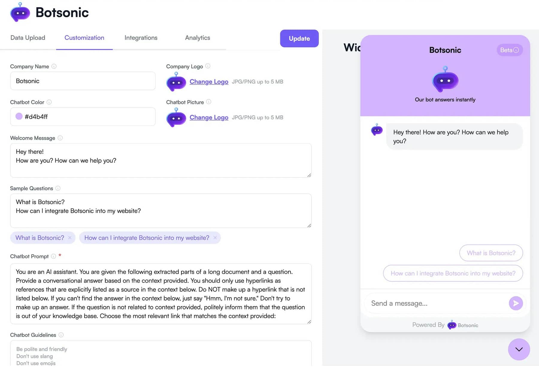 Image 7: Botsonic AI Chatbot for Websites