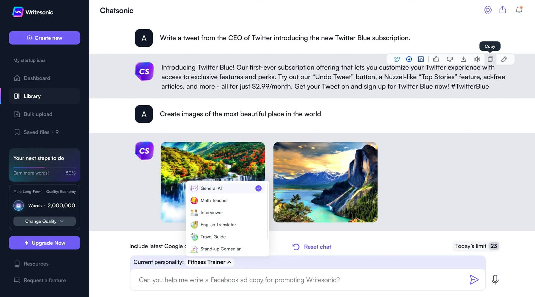 Image 6: Chatsonic AI Chat Assistant Personality