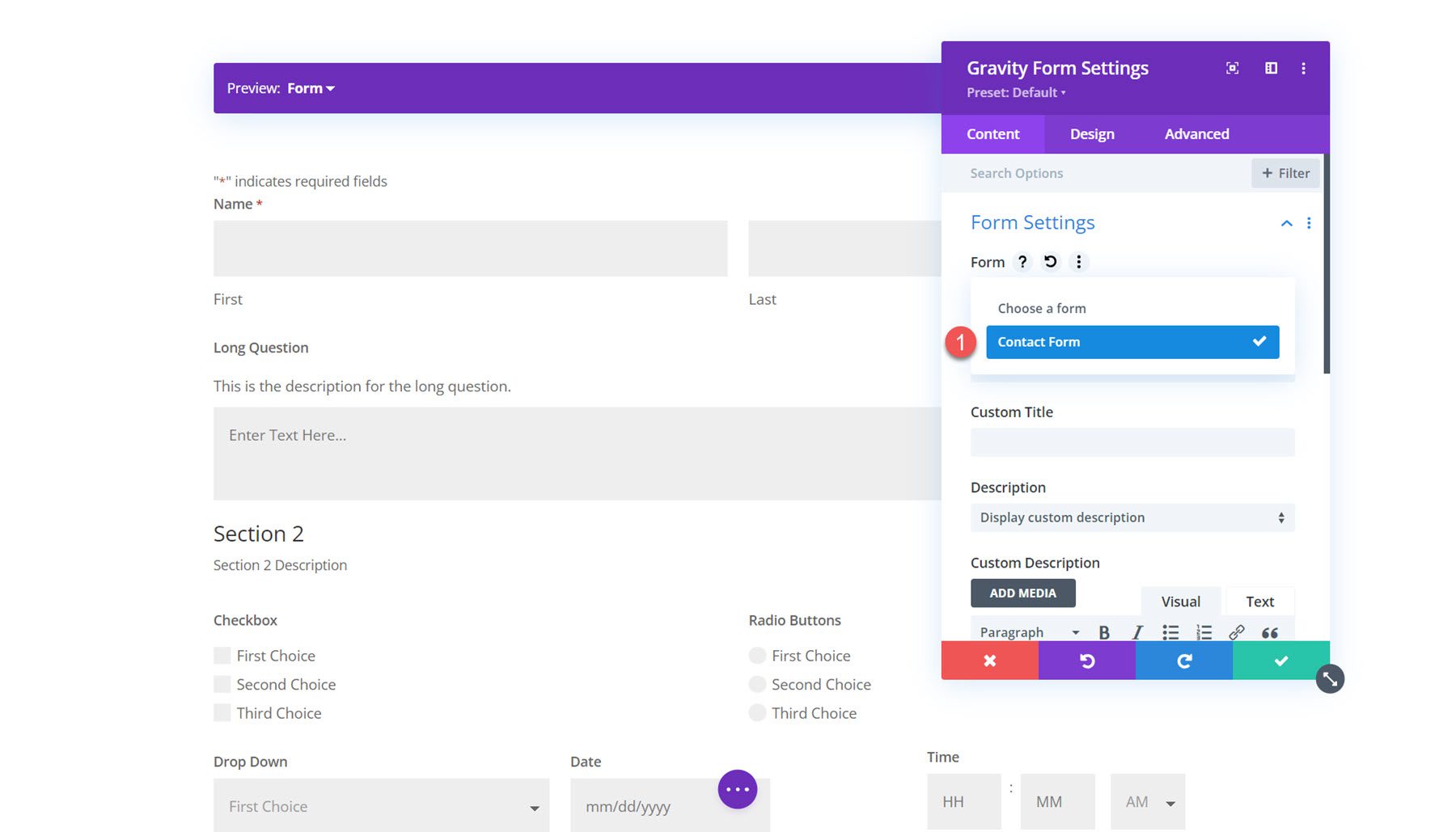 Gravity Forms Styler Module for Divi Choose Form