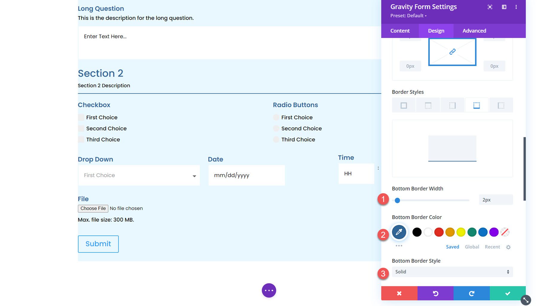 Gravity Forms Styler Module for Divi Section