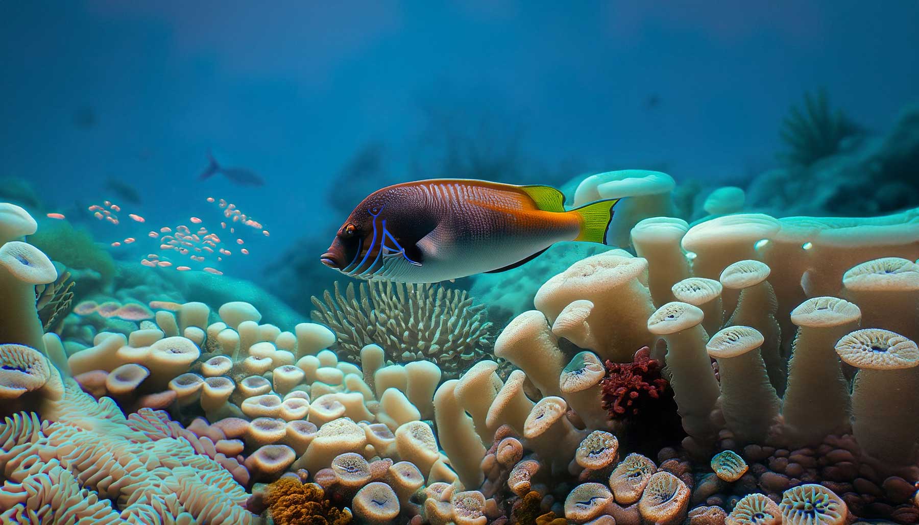 Firefly fish swimming in a coral reef