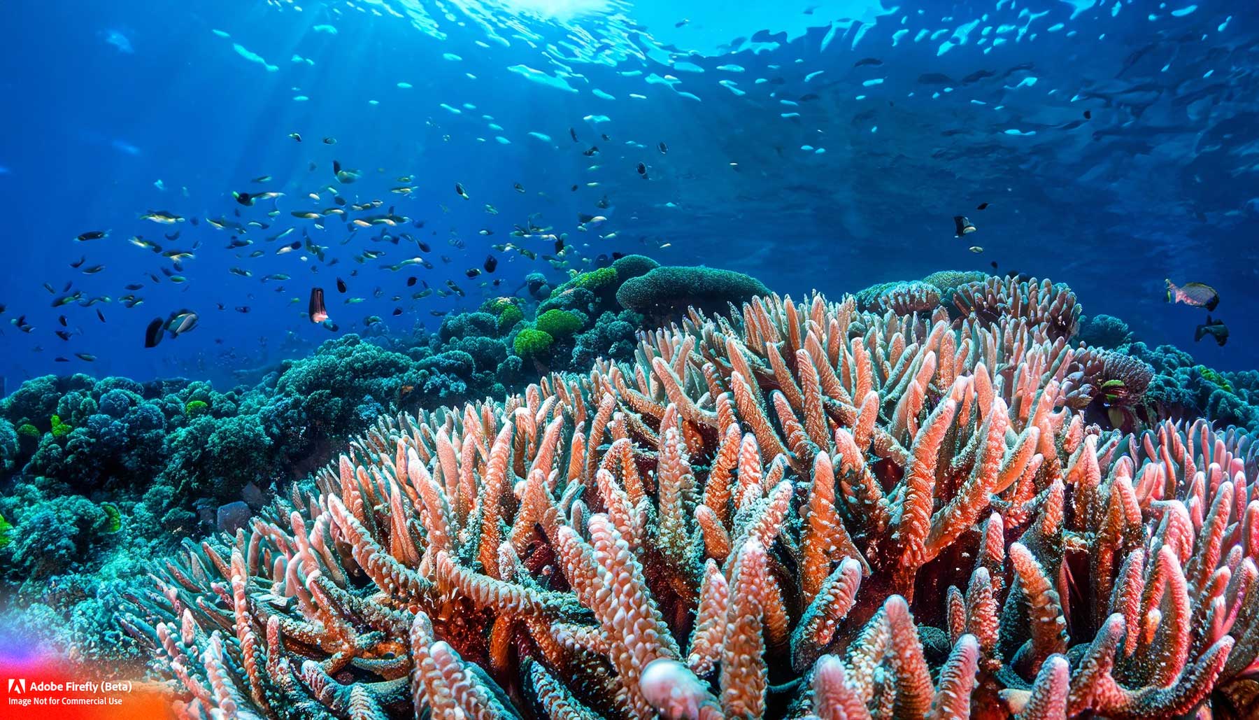 Firefly fish swimming in a coral reef