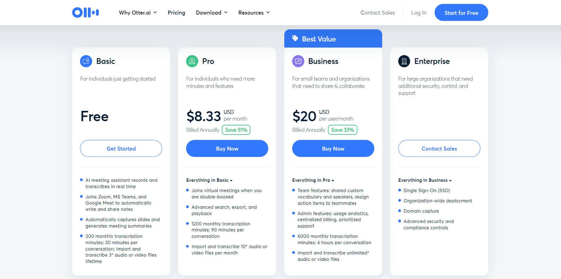 Otter Pricing Page - June 2023