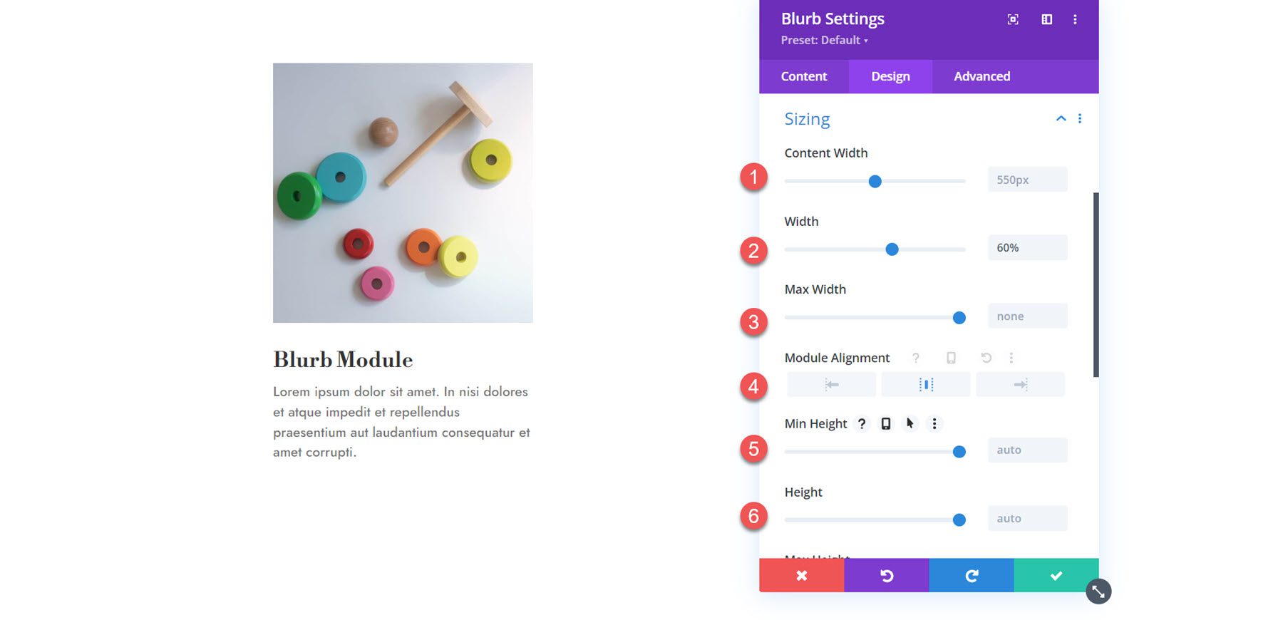 Divi Blurb Module Sizing