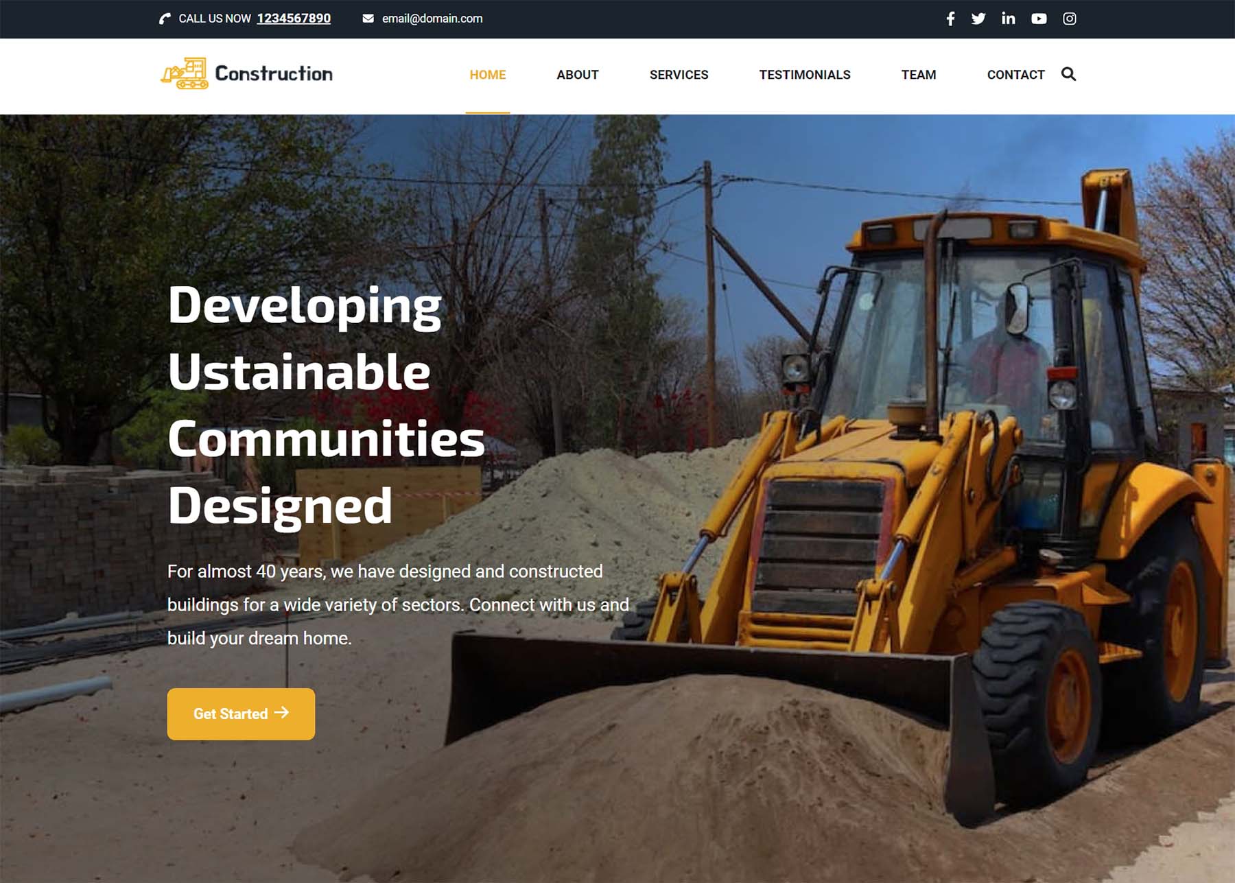 Construction Landing Page by Rara Themes