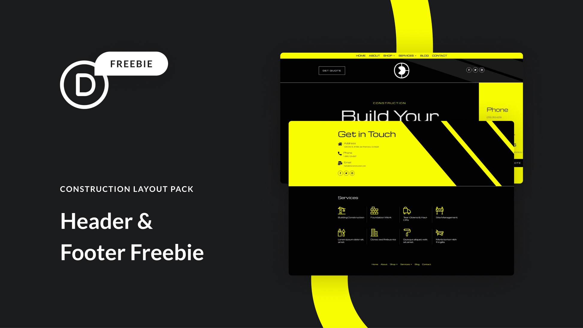 Download a FREE Header & Footer for Divi’s Construction Layout Pack