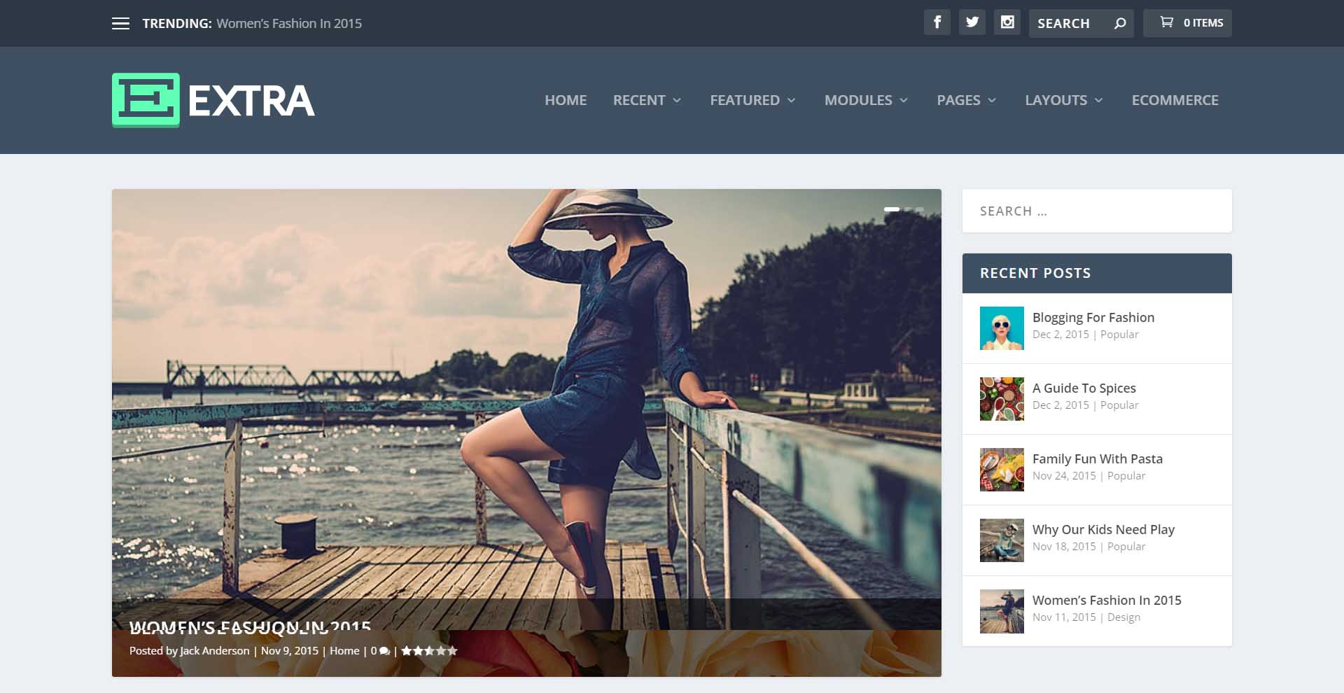Extra, the best WordPress theme for an online publication
