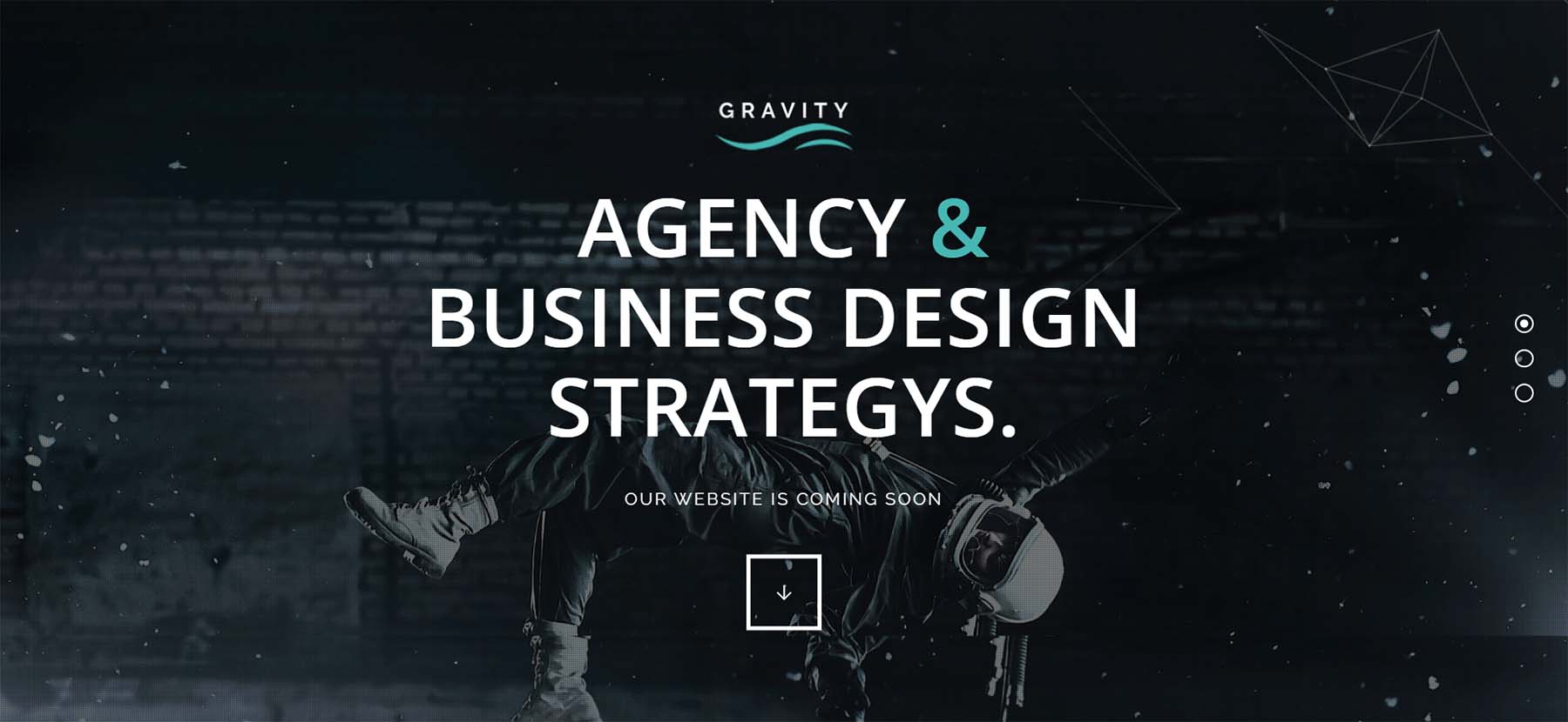 Gravity, one of the best Coming Soon WordPress themes
