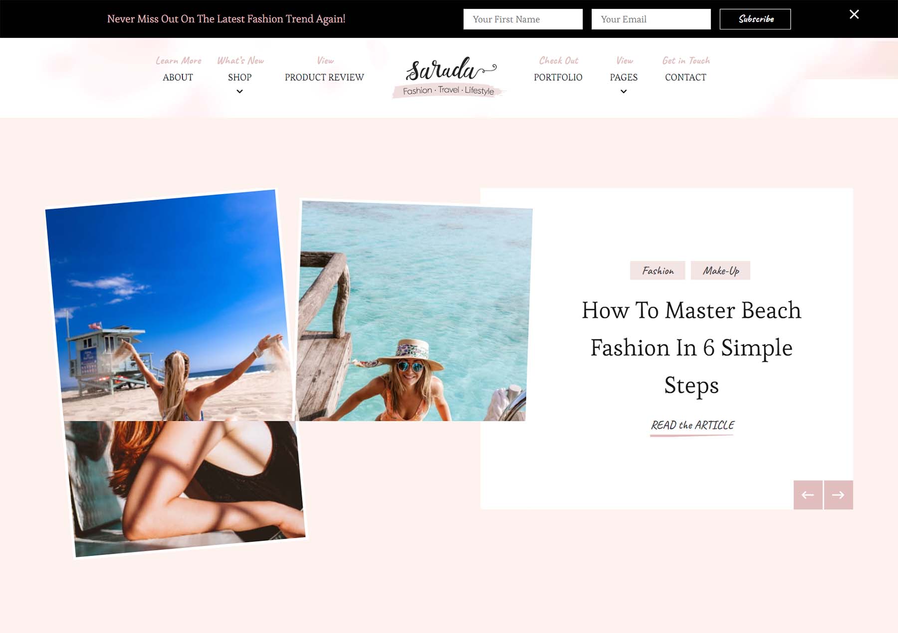 Sarada WordPress theme for bloggers and influencers